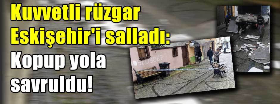 Kuvvetli rüzgar Eskişehir'i salladı: Kopup yola savruldu!